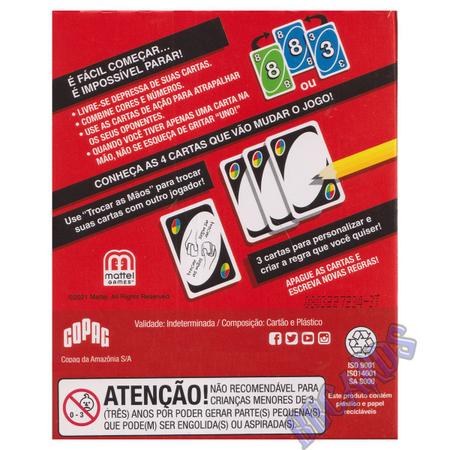 3 Jogo De Cartas Baralho Mattel Games Copag Uno 114 Cartas - Deck de Cartas  - Magazine Luiza