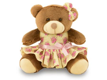 Ursa de Pelúcia Floral 30cm Decoração de Festas - Toybrink Imagem de Ursa de Pelúcia Floral 30cm Decoração de Festas
