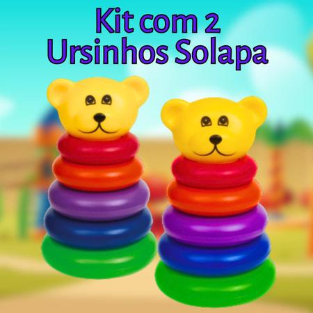 Imagem de Ursinho Com Argolas Coloridas Infantil Brinquedo Didático Crianças Menino Menina Kit 2 Ursinhos Pica Pau