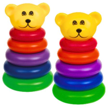 Imagem de Ursinho Com Argolas Coloridas Infantil Brinquedo Didático Crianças Menino Menina Kit 2 Ursinhos Pica Pau