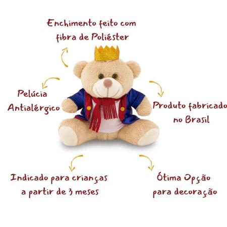 Imagem de Ursinho De Pelúcia Príncipe ou Princesa 25cm Antialérgico Urso Ulisses Ursa Melissa Decoração Presente Chá Revelação