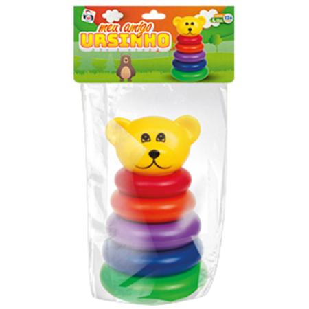 Imagem de Ursinho Infantil Brinquedo Didático Com Argolas Coloridas Crianças Menino Menina Kit 2 Ursinhos Pica Pau