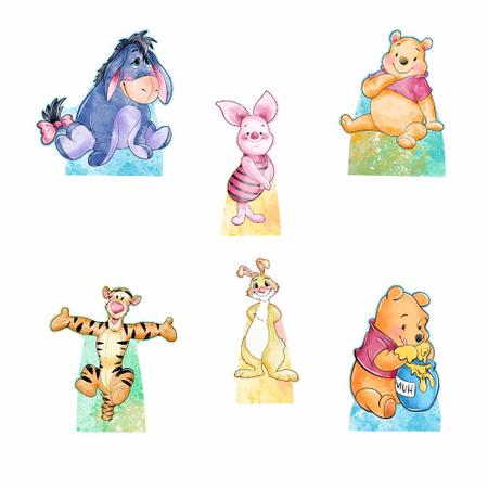 Imagem de Ursinho Pooh Aquarela Kit 2 BAleiros 6 Displays de Mesa