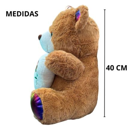 Imagem de Urso de pelúcia 40 cm Ursinho Peludo c/Coração Macio Cestas