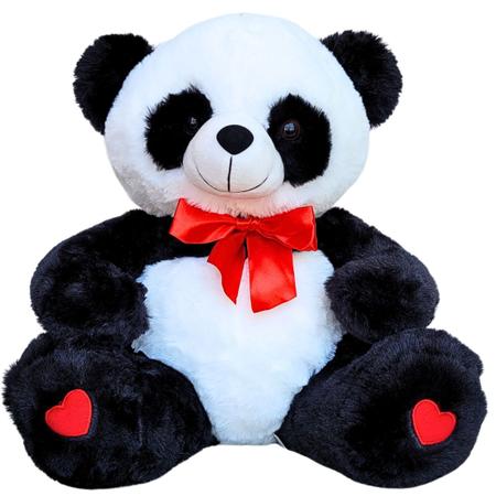 Imagem de Urso Panda de Pelúcia Grande Com Laço 40cm Lindo