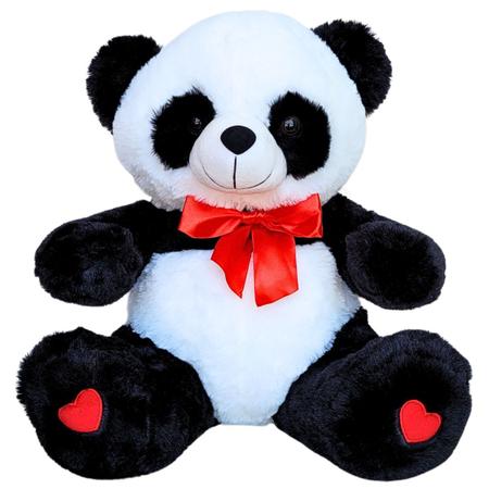 Imagem de Urso Panda de Pelúcia Grande Com Laço 40cm Lindo