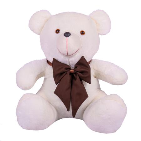 Imagem de Urso Teddy De Pelúcia Sentado Com Laço Tamanho G 50cm - Beca Baby