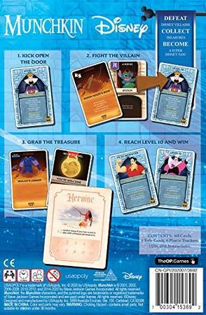 Imagem de USAOPOLY Munchkin: Disney Card Game  Jogo de Munchkin com personagens da Disney e vilões  Jogos de cartas da Disney oficialmente licenciados  Jogos de mesa e jogos de tabuleiro para fãs da Disney