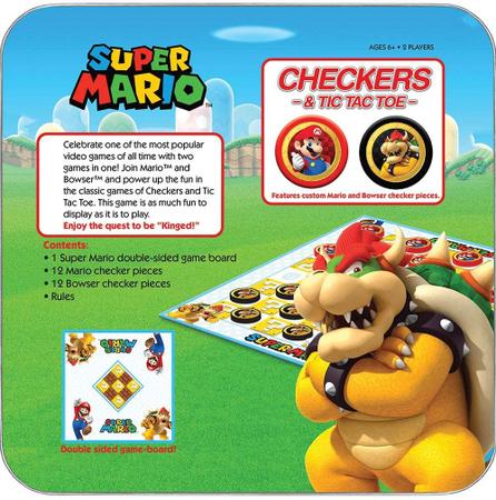 Imagem de USAOPOLY Super Mario Checkers &amp Tic-Tac-Toe Collector's Game Set  Com Mario &amp Bowser  Damas Colecionáveis e TicTacToe Perfeito para Fãs de Mario, Número do Modelo: CM005-637-002001-06