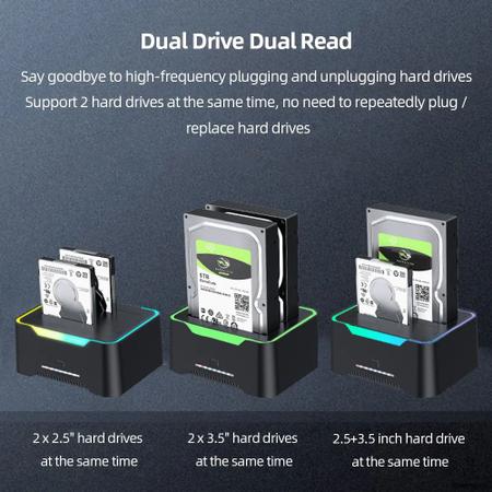 Imagem de USB 3.0 para SATA Dual Bay HDD Dock Station Dock de disco rígido externo