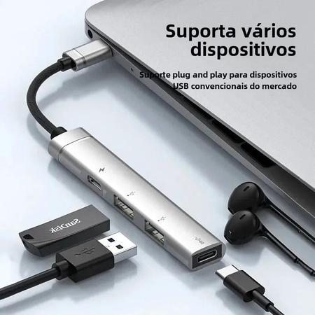 Imagem de Usb C 4 Em 1 Hub 4 Portas Multi Splitter Adaptador Otg Dock Para Pc Huawei Xiaomi Macbook Ipad 15w