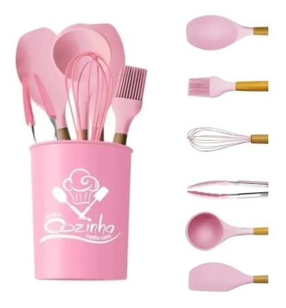 Imagem de Utensílios De Cozinha Em Silicone Kit 7 Peças Escorredor