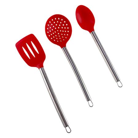 Imagem de Utensílios Para Cozinha Espátula Colher Concha Pegador Escumadeira Kit Com 5 Pçs