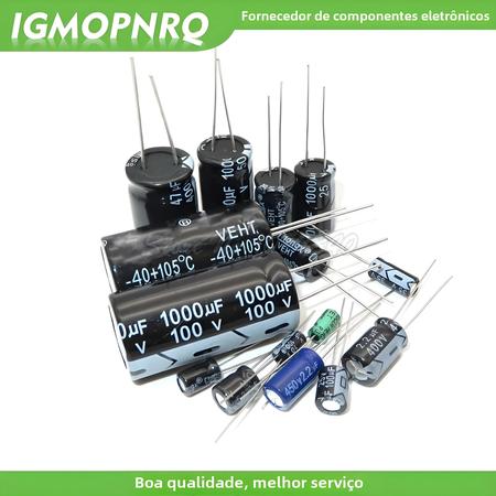 Imagem de Valores Variados De Capacitor Eletrolítico De Alumínio 2v-15v Tamanhos 10uf-1500uf Pacote De 22pcs