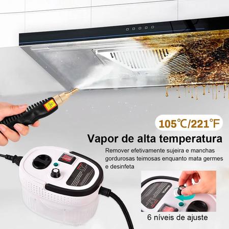 Imagem de Vaporizador Higienizador Limpeza Pesada Alta Pressão 2500w 1200ml Cozinhas Banheiros Mamadeiras ETC