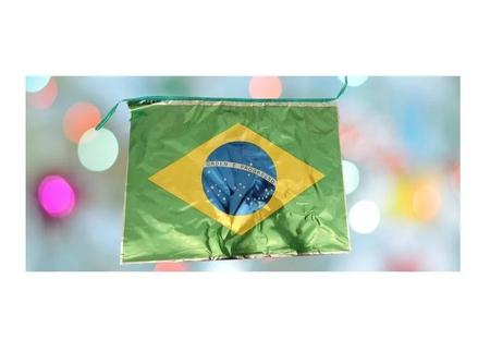 Imagem de Varal 40 Metros Bandeira do Brasil Metalizada Copa do Mundo Dupla Face