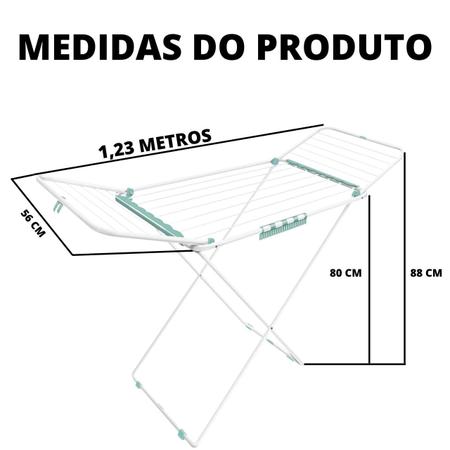 Imagem de Varal De Chão Reforçado Com Abas Dobrável Retrátil Slim Bari