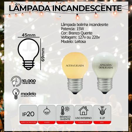 Imagem de Varal De Luzes para Decoração 25M 50CM C lâmpadas Leitosa 15w