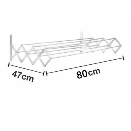 Imagem de Varal De Parede Retrátil Para Apartamento - 80 Cm - Branco Secalux