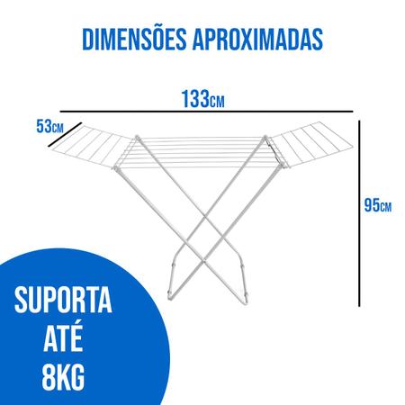 Imagem de Varal de roupa de chão Grande com abas retrátil reforçado 150x52x95 para apartamento casa