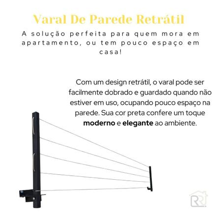 Imagem de Varal de Roupa de Parede Retrátil para Sacada Até 50kg