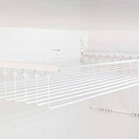 Imagem de Varal de teto ou parede Prático de alumínio medida 1,50 Metros com 12  Varetas Individuais  - Varal 10 Varetas + Extensor 2 varetas