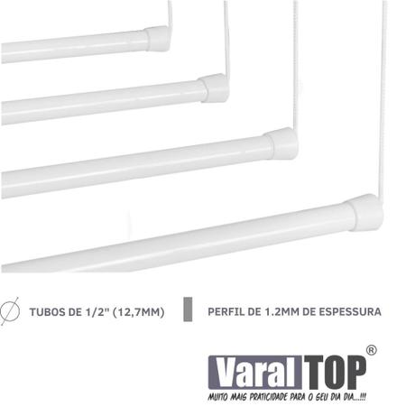 Imagem de Varal Individual De Parede 165cm x 10 Varetas - Em Alumínio Branco