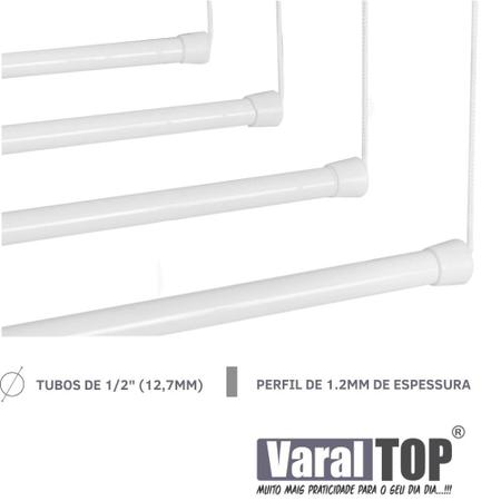 Imagem de Varal Individual De Teto 140cm x 10 Varetas - Em Alumínio Branco