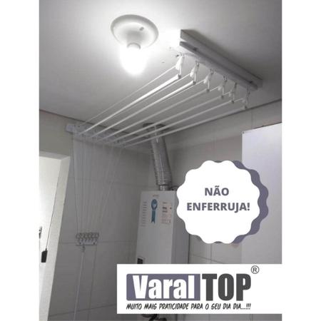 Imagem de Varal Individual De Teto 150cm x 10 Varetas - Em Alumínio Branco