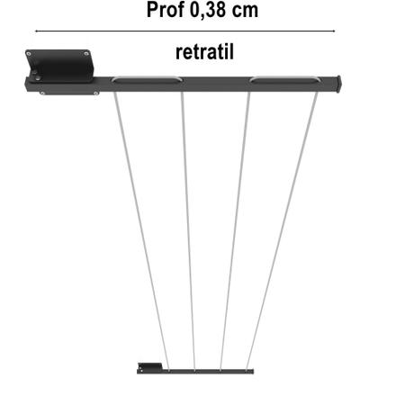 Imagem de Varal Retrátil Parede p/ Roupas 2,5m Preto - Aço, 40kg