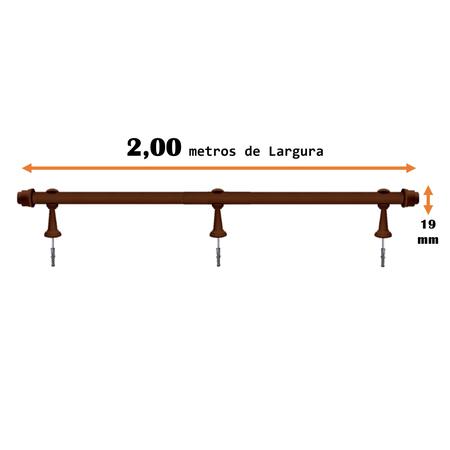 Imagem de Varão Bastão 2 Metros Para Cortina Simples 19mm Varias Cores