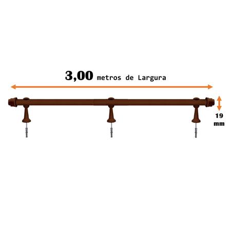 Imagem de Varão Bastão 3 Metros Para Cortina Simples 19mm Varias Cores