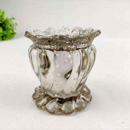 Imagem de Vasinho Castiçal Prateado 8,5X8Cm Vaso Prata Flor P