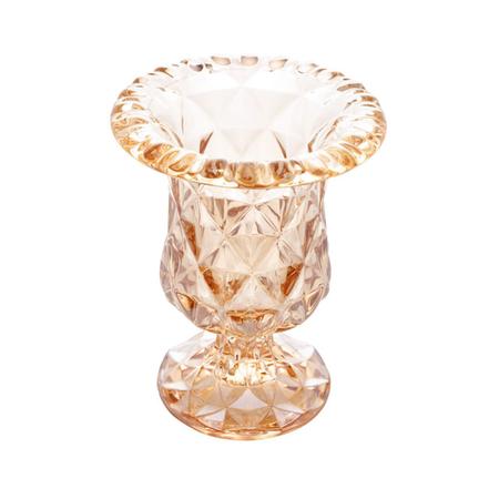 Imagem de Vaso âmbar luxo de vidro trabalhado com pé diamond