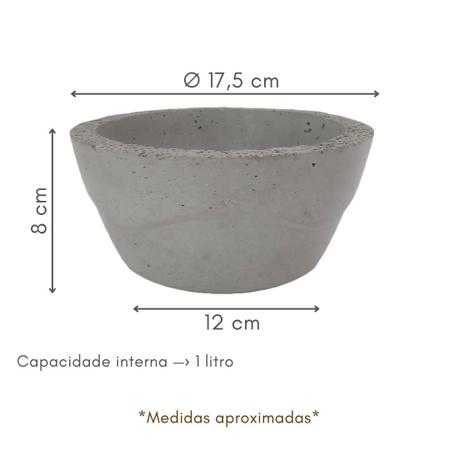Imagem de Vaso Bacia de Cimento Leve para Plantas 17x8 cm Artesanal Rústico - Borda aerada