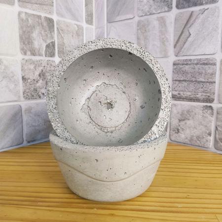 Imagem de Vaso Bacia de Cimento Leve para Plantas 17x8 cm Artesanal Rústico - Borda aerada
