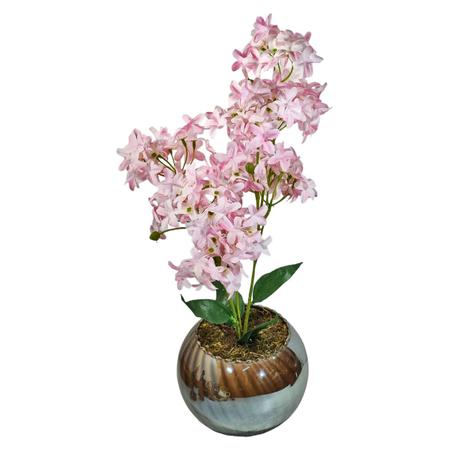 Vaso Bola Vidro Bronze Espelhado Arranjo Lírios Rosas 56x28 - M3 Decoração Imagem de Vaso Bola Vidro Bronze Espelhado Arranjo Lírios Rosas 56x28