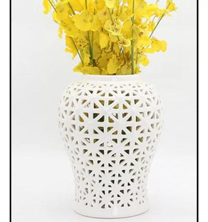Imagem de Vaso Branco Decorativo Porcelana Chinesa 36X19
