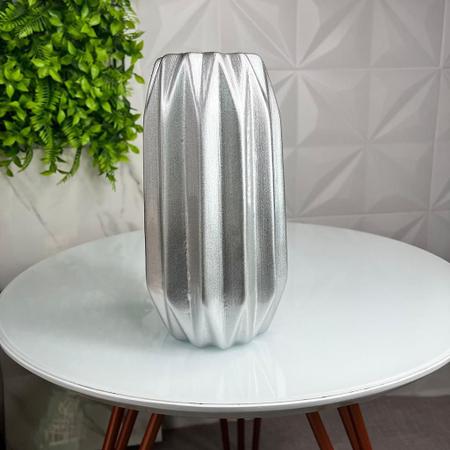 Imagem de Vaso centro de mesa prata médio de cerâmica decorativo