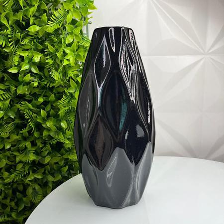 Imagem de Vaso centro de mesa preto grande de cerâmica decorativo