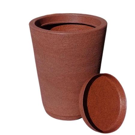 Imagem de Vaso coluna grafiato decorativo de luxo com prato - 33x66