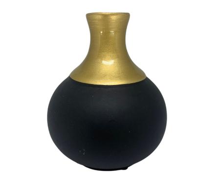 Imagem de Vaso de Cerâmica Decorativo Colonial Vintage Preto Dourado