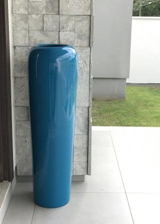Imagem de Vaso de Fibra de Vidro Estilo Vietnamita 100x30 cm Azul Turquesa