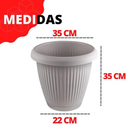 Imagem de Vaso de Flor Plástico GG c/Prato 19,6 Litros Moderno Decorativo