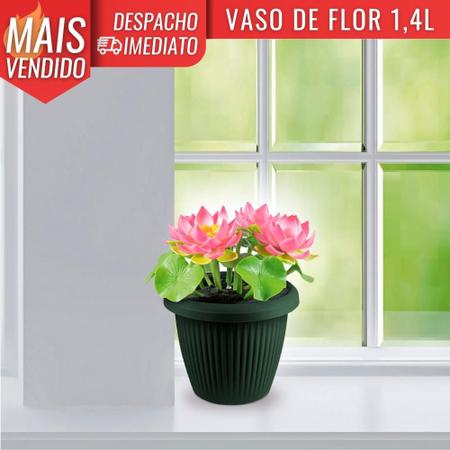 Imagem de Vaso de Flor Plástico Pequeno s/Prato 1,4 Litros Moderno Decorativo