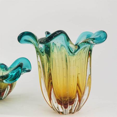 Imagem de Vaso de Murano São Marcos - Cristal Esmeralda e Âmbar 22cm