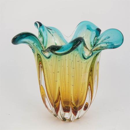 Imagem de Vaso de Murano São Marcos - Cristal Esmeralda e Âmbar 22cm