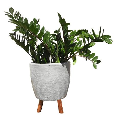 Imagem de Vaso Decorativo 20cm Com Tripé De Madeira Para Plantas E Flores 