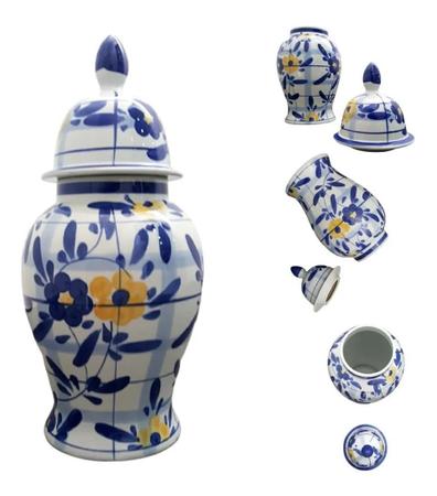 Imagem de Vaso Decorativo Classic Blue White Porcelana Importado 47x22