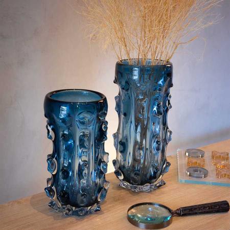 Imagem de Vaso Decorativo de Vidro Azul 33cm ROD0068 BTC